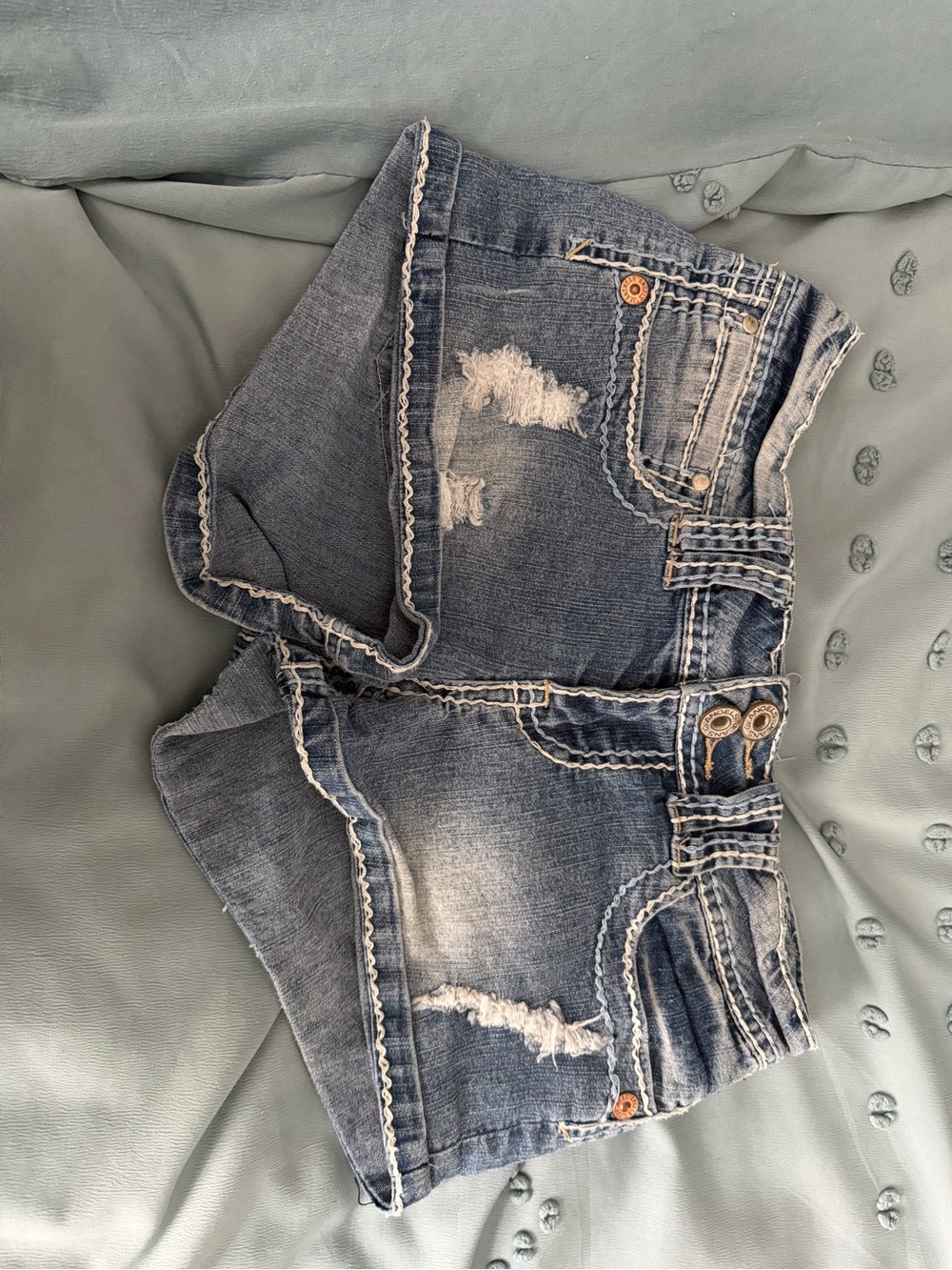 Angels Women's Distressed Denim Jean Shorts - Blue